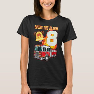 Camiseta Crianças Bombeiros 8. Aniversário Rapaz Bombeiro 8