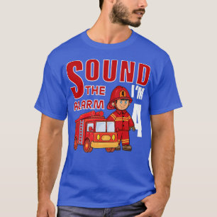 Camiseta Crianças Bombeiros de 4º Aniversário Crianças Bomb