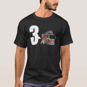 Camiseta Crianças Bombeiros de aniversário de 3 anos de Bom