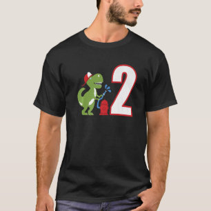 Camiseta Crianças Bombeiros segundo aniversário Dinossauro