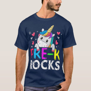 Camiseta Crianças Bonitas Meninas Unicórn Pré-K Rochas De V