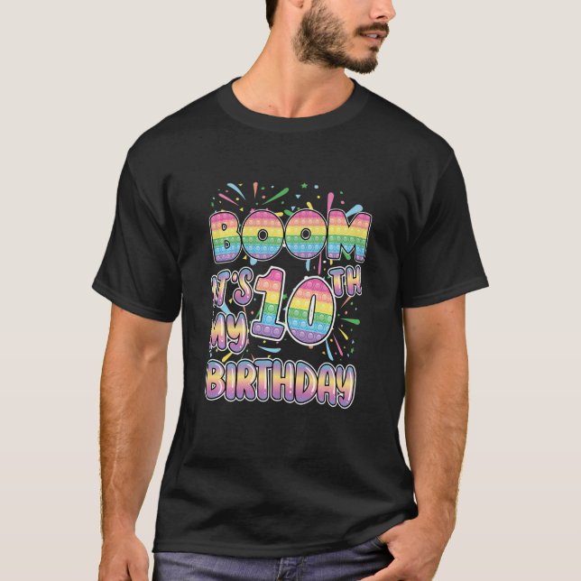 Camiseta Crianças Boom É o meu 10º Aniversário Pop (Frente)