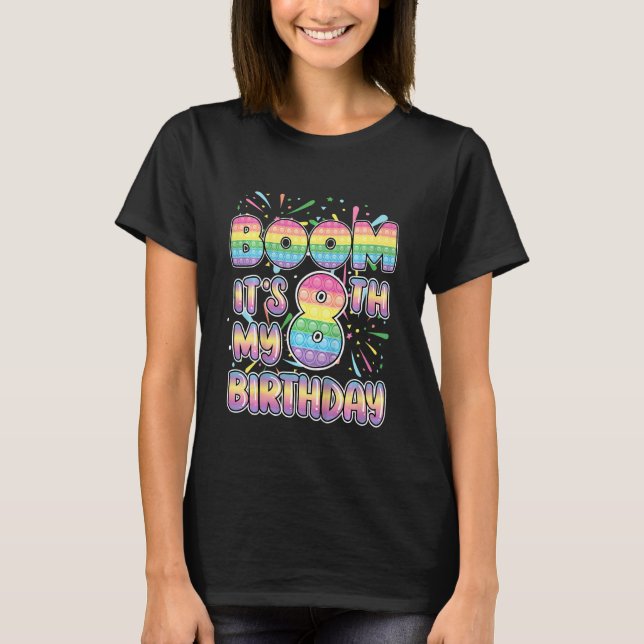 Camiseta Crianças Boom É o meu oitavo Aniversário Pop (Frente)