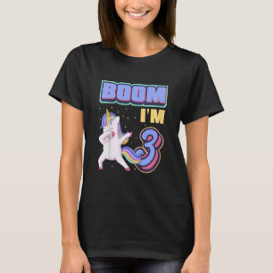 Camiseta Crianças Boom Eu sou 3 Magical Dabbing Unicorn Dab