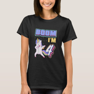 Camiseta Crianças Boom Sou 4 Magical Dabbing Unicorn Dab 4t
