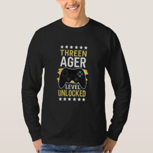 Camiseta Crianças Booom Nível de Ameaça Desbloqueado Aniver