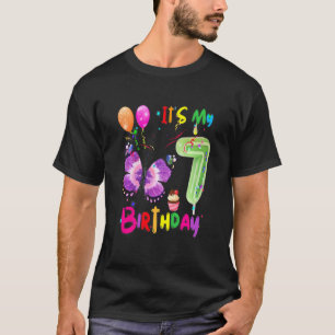 Camiseta Crianças Borboleta Aniversário É a minha 7 Anivers