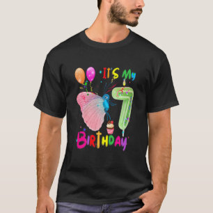 Camiseta Crianças Borboleta Aniversário É a minha 7 Anivers
