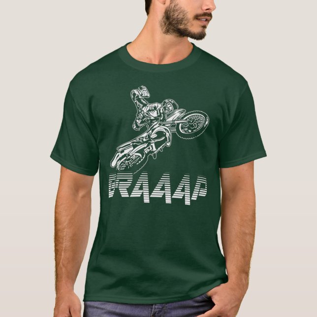 Camiseta Crianças Braap Brap Motocross Dirt Bike Teto T (Frente)