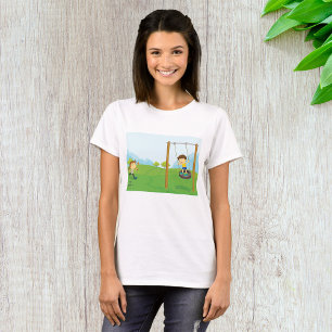 Camiseta Crianças Brincando no Balanço de Pneu