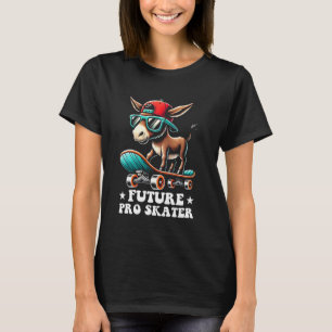 Camiseta Crianças Burro Em Um Skate Skater Meninos