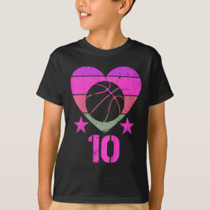 Camiseta Crianças Bysketbyll Aniversário 10 Anos Menina Ten