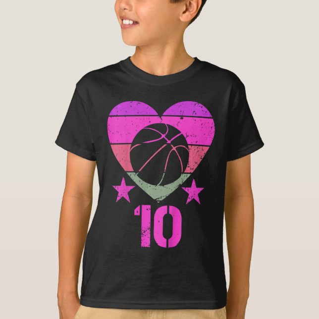Camiseta Crianças Bysketbyll Aniversário 10 Anos Menina Ten (Frente)