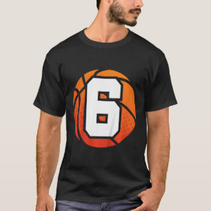 Camiseta Crianças Bysketbyll Aniversário 6 Número 6 Anos Me