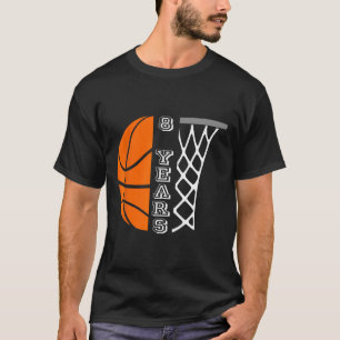 Camiseta Crianças Bysketbyll Aniversário Para Meninos De 8