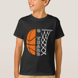 Camiseta Crianças Bysketbyll Aniversário Para Meninos De 8