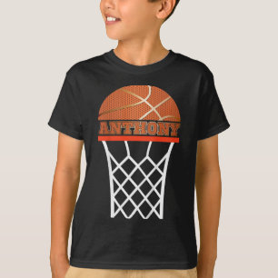 Camiseta Crianças Bysketbyll Anthony Nome Personalizado Pre