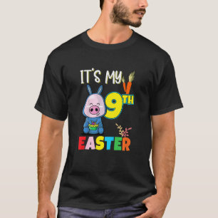 Camiseta Crianças Caça de Ovo de Páscoa 9º Aniversário Cach