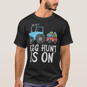 Camiseta Crianças Caça De Ovos Está No Trator Ovos De Pásco