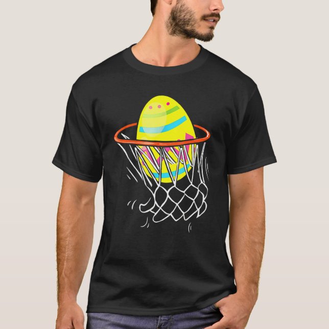 Camiseta Crianças caçadoras de ovos de basquete de páscoa 2 (Frente)