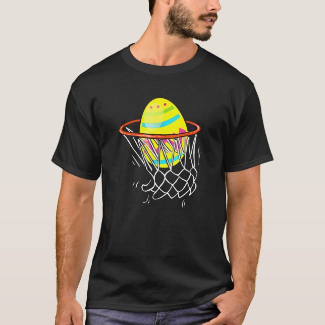 Camiseta Crianças caçadoras de ovos de basquete de páscoa 3 (Frente)