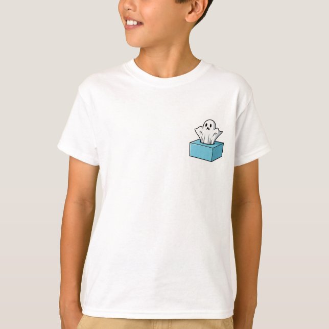 Camiseta Crianças Caixa de Lenços Fantasmagórica (Frente)