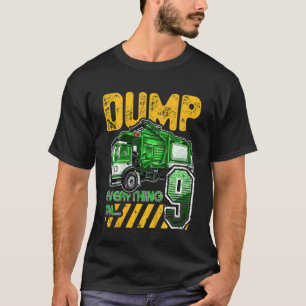 Camiseta Crianças Caminhão de Lixo 9º Aniversário 9 Anos