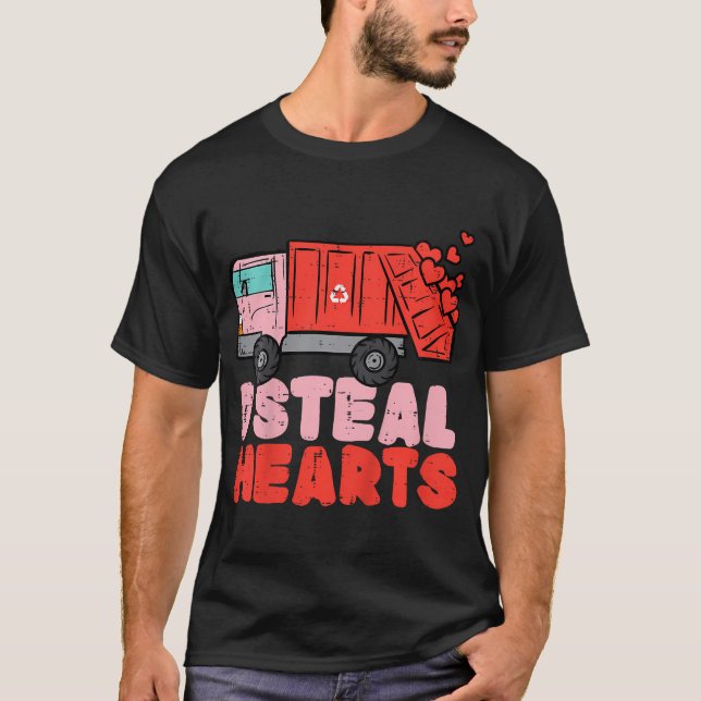 Camiseta Crianças Caminhão de Lixo Dia de os namorados Roub (Frente)