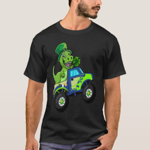 Camiseta Crianças-Caminhão do Dinossauro Bonito de Dia de S