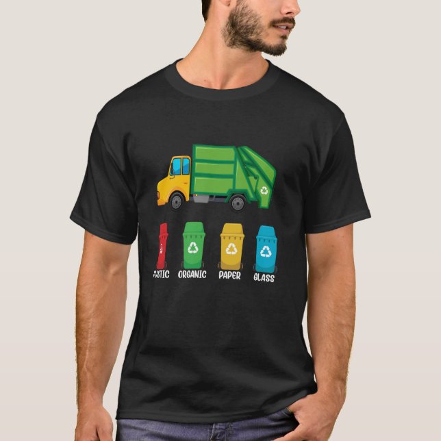Camiseta Crianças-caminhoneiros Reciclagens do dia do lixo  (Frente)