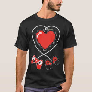 Camiseta Crianças Cardíaco Pixel Art Controlador de videoga