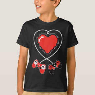 Camiseta Crianças Cardíaco Pixel Art Controlador de videoga