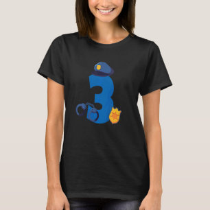 Camiseta Crianças Carro de Polícia aniversário de 3 anos de