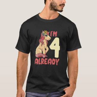 Camiseta Crianças Cavalo Equestre Eu Tenho 4 Anos Cavalos