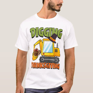 Camiseta Crianças cavando dia de Ação de Graças, Legal esca