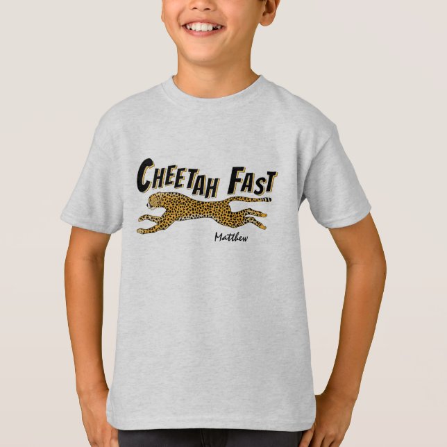 Camiseta Crianças Cheetah Rápido Esportivo Trendy Divertido (Frente)