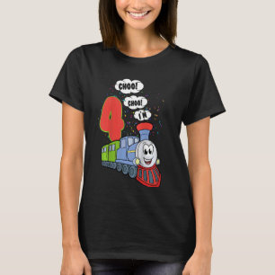 Camiseta Crianças Choo Choo Eu tenho 4 anos Comboio Locomot