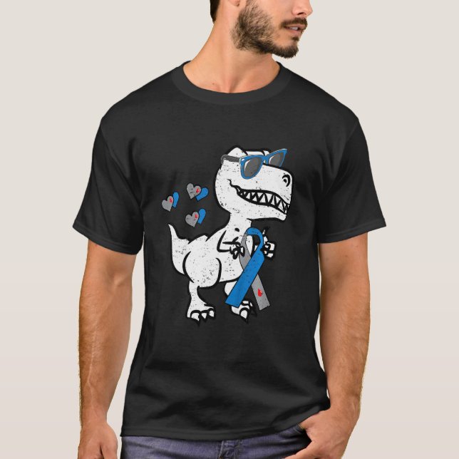 Camiseta Crianças Cinzas E Fita Azul Para Crianças Rex Diab (Frente)