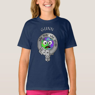 Camiseta Crianças Clan Gunn Crest & Tartan T-Shirt