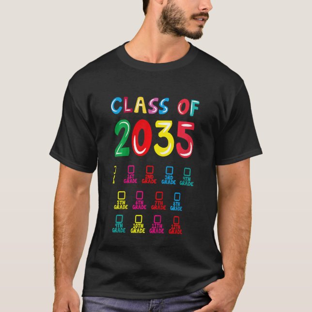 Camiseta Crianças Classe De 2035 Crescem Comigo Graduando P (Frente)