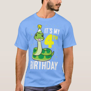 Camiseta Crianças Cobras É Meu Quarto Aniversário De 4 Anos