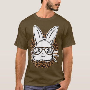 Camiseta Crianças Coelhinhos Bonitos Rostos Leopardo Óculos