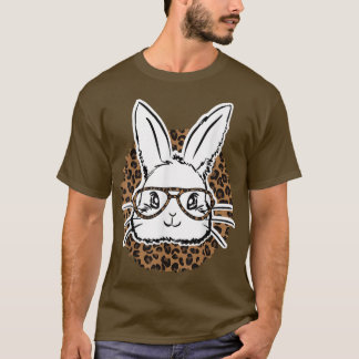 Camiseta Crianças Coelhinhos Bonitos Rostos Leopardo Óculos