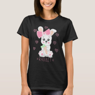 Camiseta Crianças Coelho Cortado Com Fita Segurando Cenoura