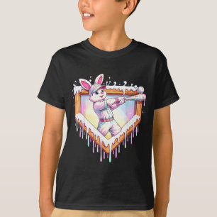 Camiseta Crianças coelho da páscoa feliz menino jogando bei