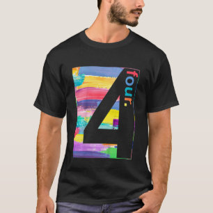 Camiseta Crianças Coloridas Número 4 Quatro Meninos de Aniv