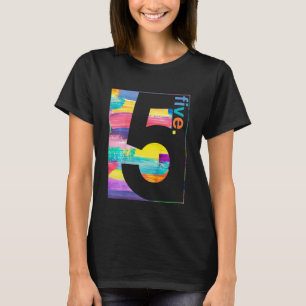 Camiseta Crianças Coloridas Número 5, 5, 1, Aniversário, G