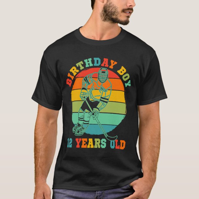 Camiseta Crianças com 12 anos de idade Hockey Retro Festa d (Frente)