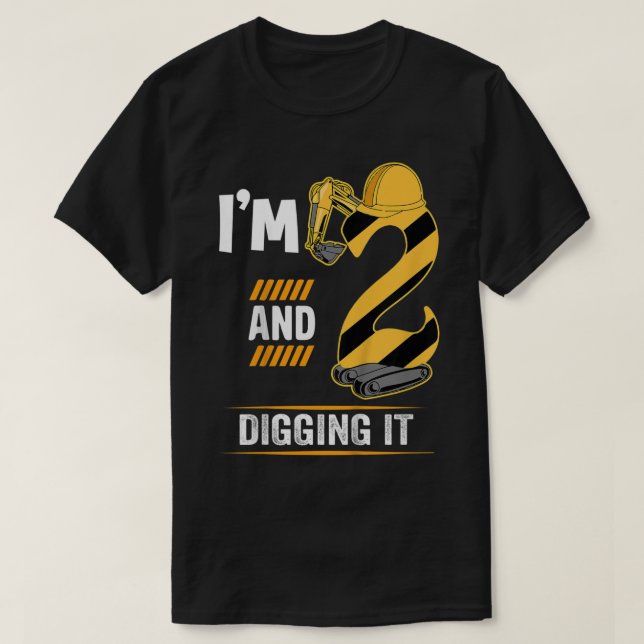 Camiseta Crianças com 2 anos de idade construindo ecavator  (Frente do Design)