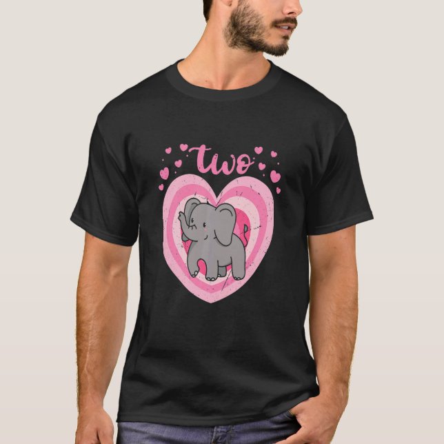 Camiseta Crianças com 2 anos de idade, Elefante-Cujo aniver (Frente)